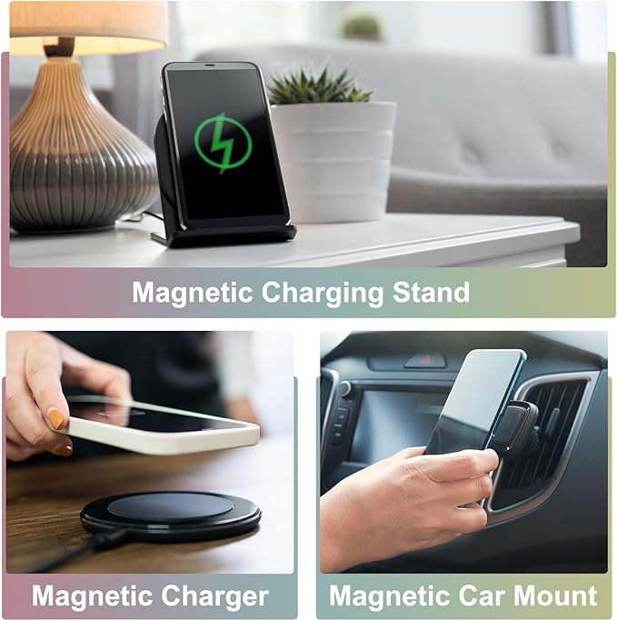 uxcell Magnetic Adapter Ring, 2Pcs Magnetic Sticker Ring ABS Universal Magnet Wireless Charging Conversion Kit for Mobile Phone Case Wireless Charger, White