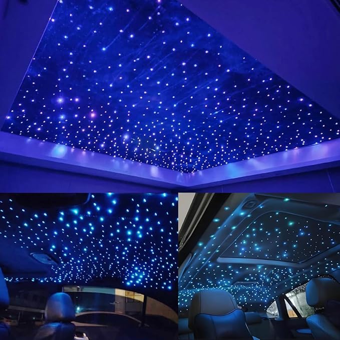AKEPO Small Size 16W RGBW APP Twinkle Fiber Optic Lights, Sound Activated 500pcs(0.03+0.04+0.06in) 9.8ft/3m Optical Fiber Star Ceiling Light Kit for Car Truck Starlight Headliner/Home