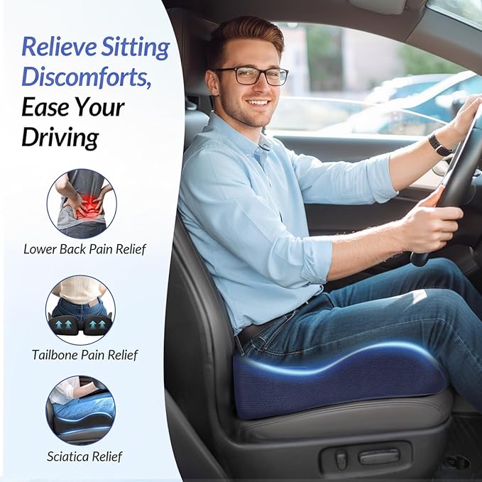 ZIKEE Gel Seat Cushion for Office Chair and Car Seat with Ergonomic Zoning, Memory Foam Chair Cushion for Sciatica, Lower Back, Tailbone Pain Relief and Intimate Ventilation, Non-Slip & Airy Cover