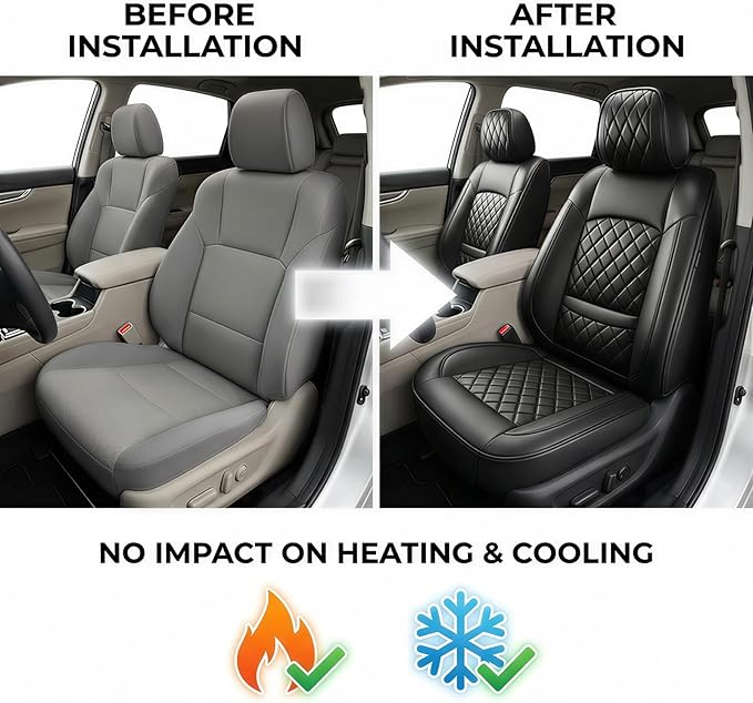 Fit for Equus Seat Covers Compatible with Hyundai Equus 2011-2016 - Waterproof Breathable Leather Automotive Seat Cushions Protector,Airbag Compatible,Full Set 5 Seats(Black)