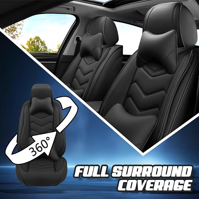 Car Seat Covers for Lexus ES 350 2007-2025, Premium Nappa Leather Car Seat Cover, Stylish Sport Seat Covers， Automobile Seat Cover Sets.(Luxury 2 Seats/Pure Black)