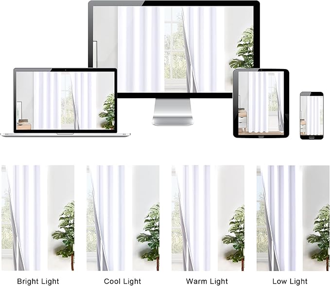 XWZO White 100% Blackout Curtains - Heat and Full Light Blocking Drapes with Black Liner for Bedroom/Laundry Room, Grommet Top Window Panels with Tiebacks, White, W42 x L63, Set of 2