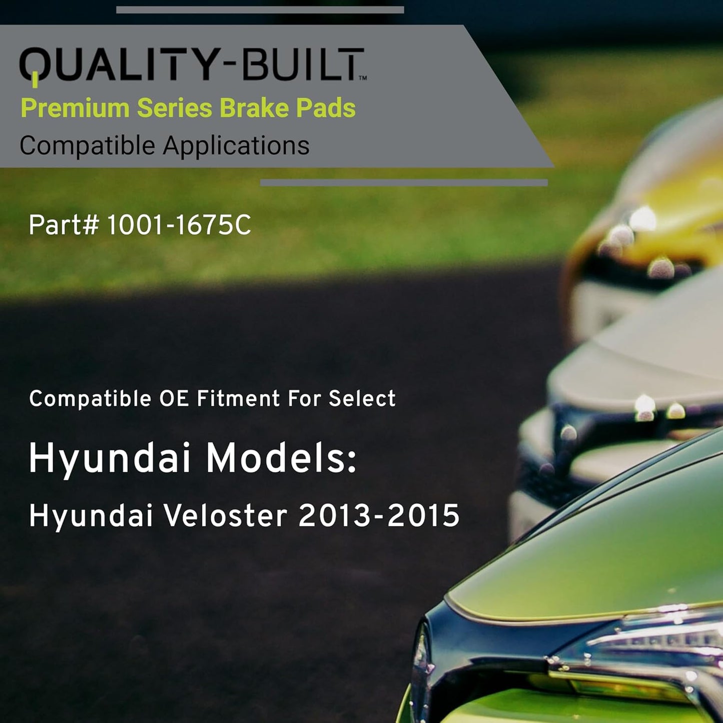 Premium Ceramic Front Brake Pads (1001-1675C) Compatible with Hyundai Veloster 2013-2015