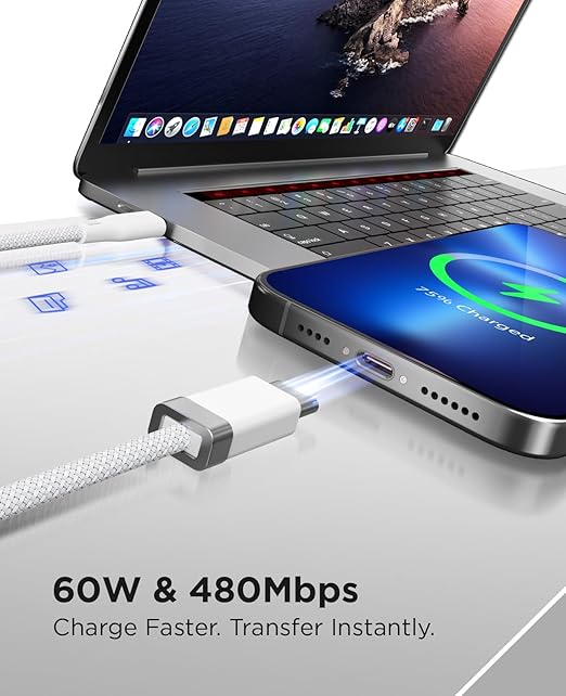 Magtame StayCable USB C to C Cable with Magnetic Organizer Holder 3.3FT, 60W Fast Charging Braid Type-C Charger Cord, for iPhone 16/15 Laptop Car Desk Nightstand Cable Management Original Design