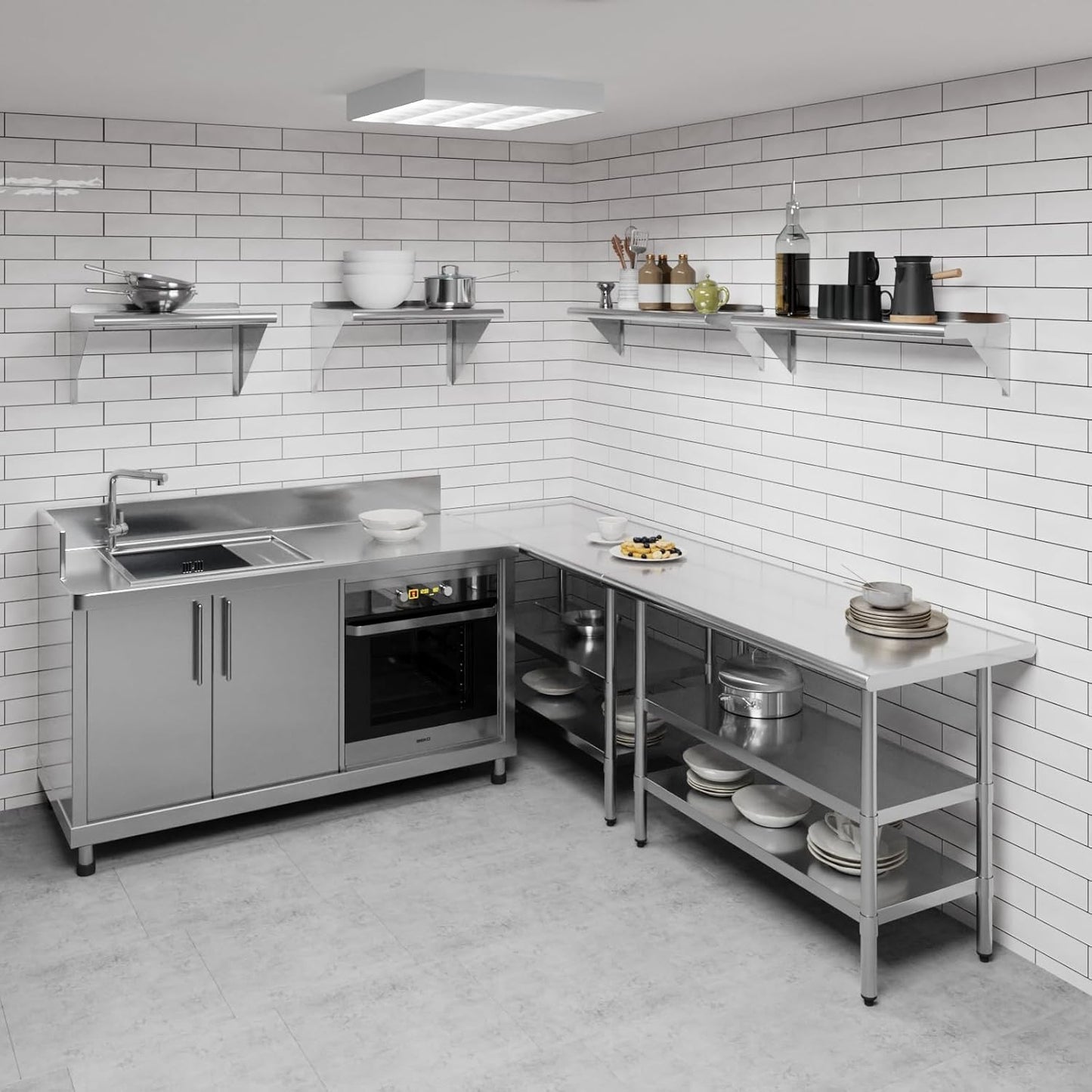 AmGood 36" Long X 10" Deep Stainless Steel Wall Shelf | NSF Certified | Appliance & Equipment Metal Shelving | Kitchen, Restaurant, Garage, Laundry, Utility Room