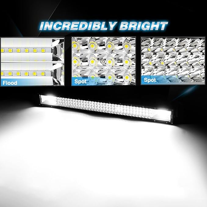 AUXTINGS 15 inch 216W LED Light Bar Triple Row Spot Flood Combo Beam Off Road Lights Waterproof Work Light with Wiring Harness for JP Trucks SUV ATV UTV Boat Lights, 12V 24V