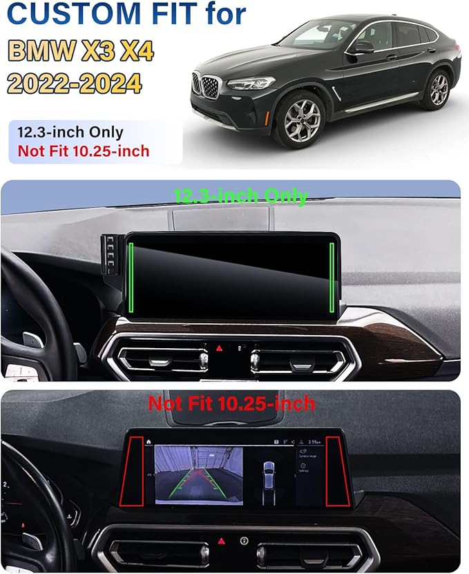 Phone Holder for BMW X3 X4 2022 2023 2024 Accessories 12.3-Inch Screen Fixed Clip, Car Magnetic Phone Mount Compatible with MagSafe, Magnets Fast Wireless Charger Cell Phone Base(Not Fit 10.25-inch)