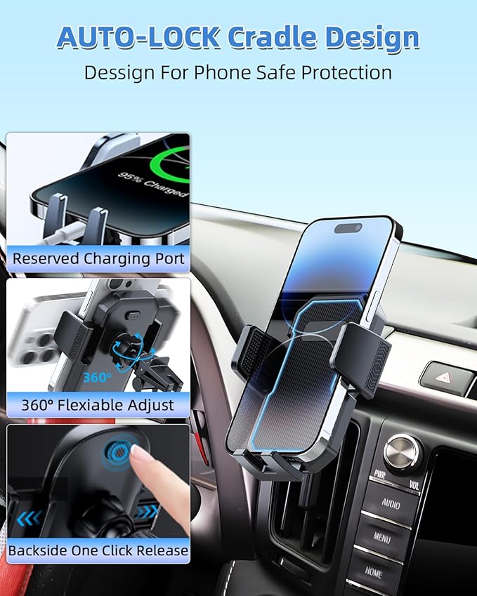 PZK Car Phone Mount for Chevrolet Equinox 2018 2019-2021 2022 2023 Accessories Chevy Car Phone Holder Auto Lock for Air Vent Hands Free 360° Rotation Cell Phone Automobile Cradles