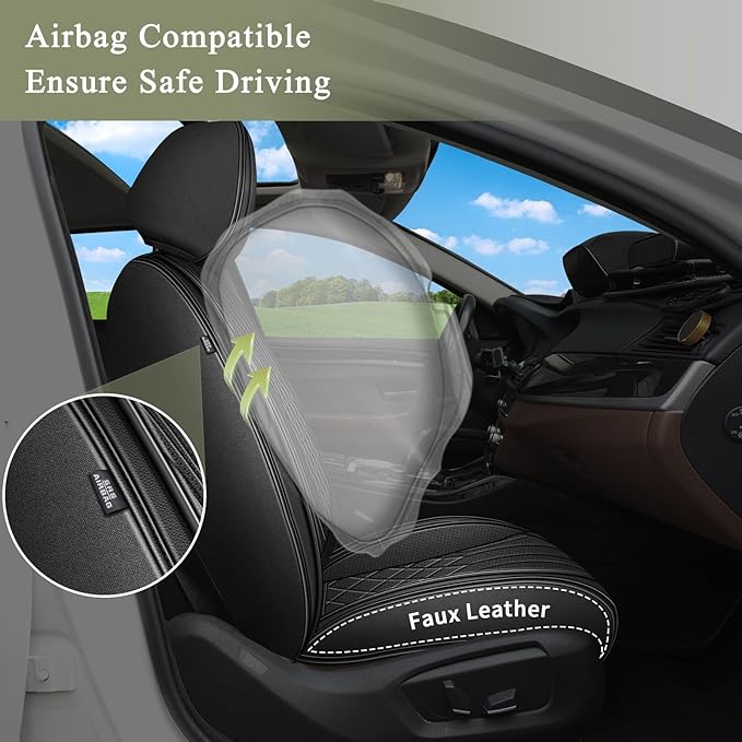 Full Set Car Seat Covers for Toyota Avalon 2001-2025 2026: Breathable Perforated Leather Seat Cover (Black)