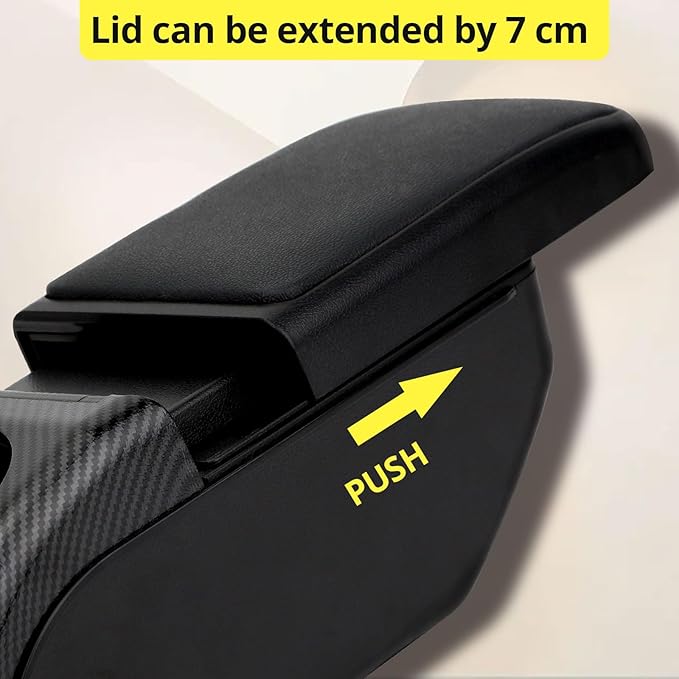 AULPHIKE Compatible with Nissan Note Armrest 2016-2018 Car Center Console Organizer Armrests Double Layer Storage with USB Ports（Black Style）
