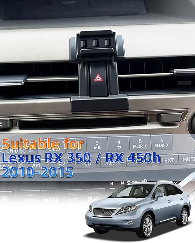 PZK Car Phone Mount for L-EXUS RX 350/ RX 450h 2010 2011 2012 2013 2014 2015 Accessories Custom Air Vent Auto Lock Button Release Car Phone Holder 360° Rotation Cell Phone Automobile Cradles