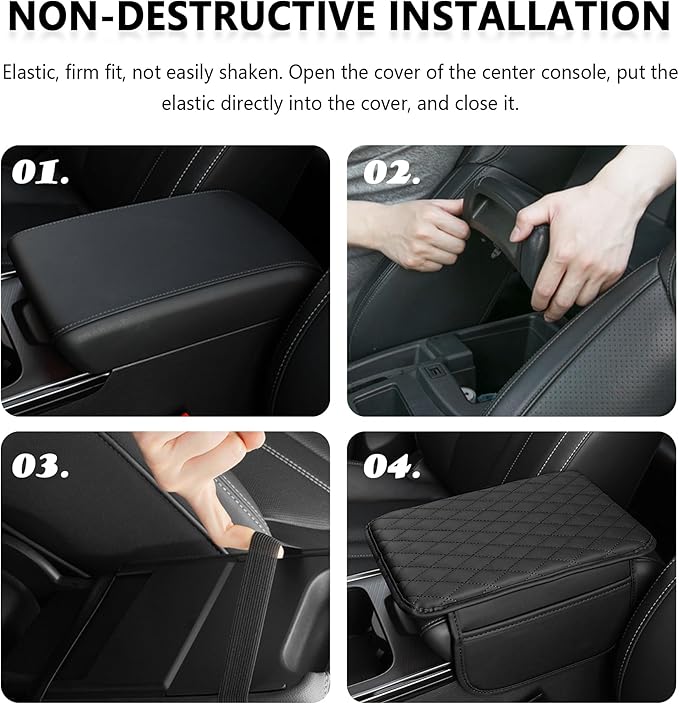 Upgraded Car Center Console Cover,Microfiber Leather Car Armrest Cover Cushion with 2 Storage Bags,Universal Cars Armrest Storage Box Cars Interior Accessories for Most Vehicles (Light Beige)