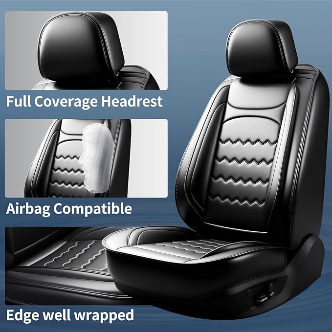 CX-70 Car Seat Covers Custom Fit for Mazda CX-70 2025-2026, Full Coverage Premium Leather Waterproof Breathable Seat Covers, Automotive Seat Protectors, Airbag Compatible(2 Front Seats, Black)