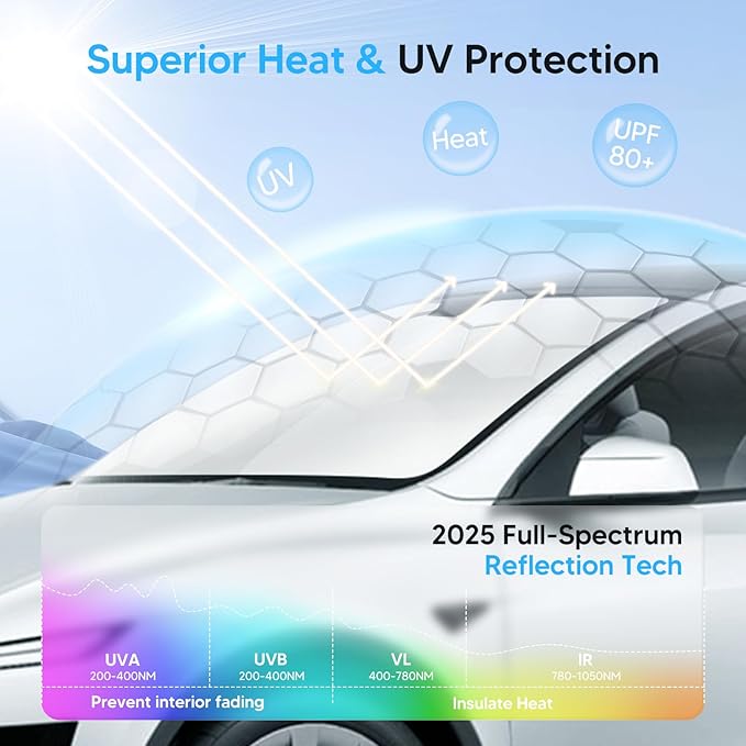 KUST Windshield Sun Shade for 2010–2013 Mazda 3 Window Accessories Shade Sun Cover Foldable Block UV Rays Keep Car Cooler