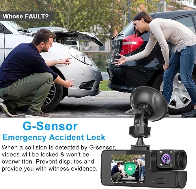 1080P Dual Dash Camera for Car Front and Inside Dashcam Car Security Video Recorder,170°Wide Angle Vehicle Cam,WDR,G-Sensor,2’’ IPS Screen,Loop Recording,Night Vision (Dual Dash Cam with 32G Card)