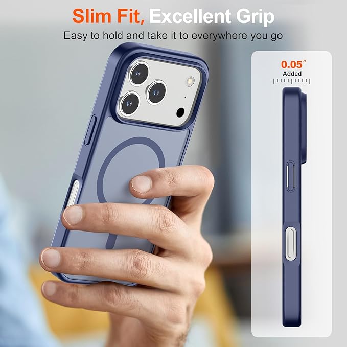 SUPFINE Magnetic for iPhone 17 Pro Case (Compatible with MagSafe)(Military Grade Drop Protection) Translucent Matte Shockproof with Anti-Fingerprint Phone Cover 2025,Lavender Gray