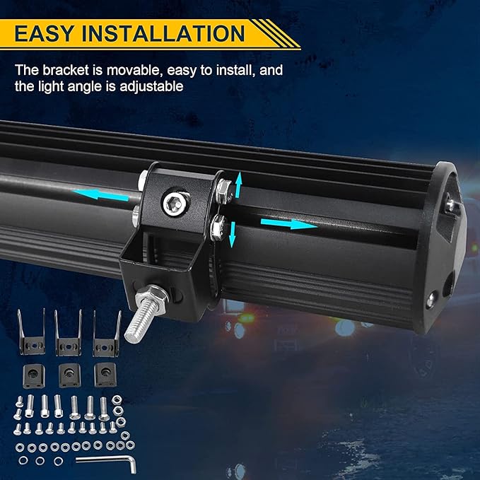 AUXTINGS 34 inch 468W LED Light Bar Triple Row Spot Flood Combo Beam Off Road Lights Waterproof Work Light with Wiring Harness for Jeep Trucks SUV ATV UTV Boat Lights, 12V 24V