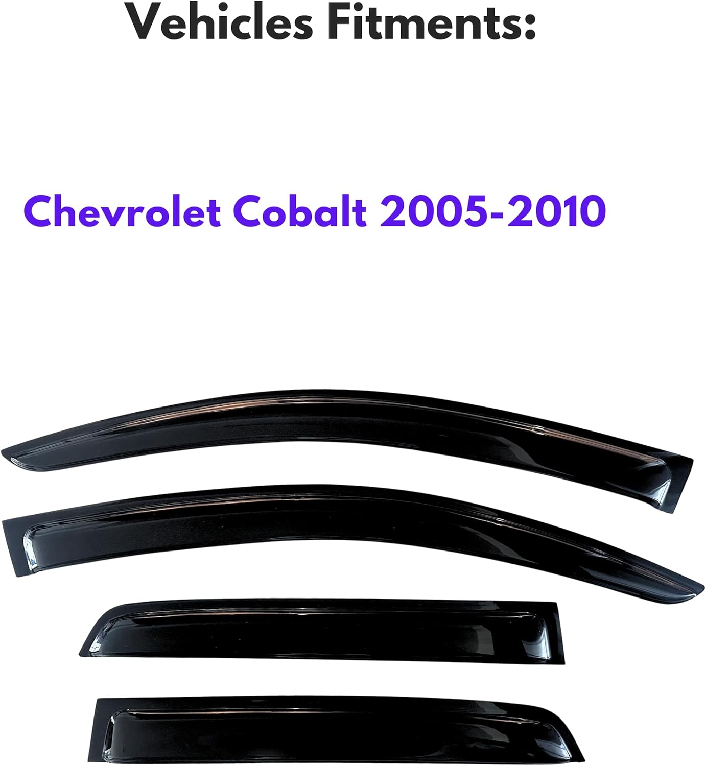 KPY Window Visors Compatible with Chevrolet Chevy Cobalt 2005-2010, 4PC Rain Guard Side Vent Deflectors Tape-On Style, 2005 2006 2007 2008 2009 2010