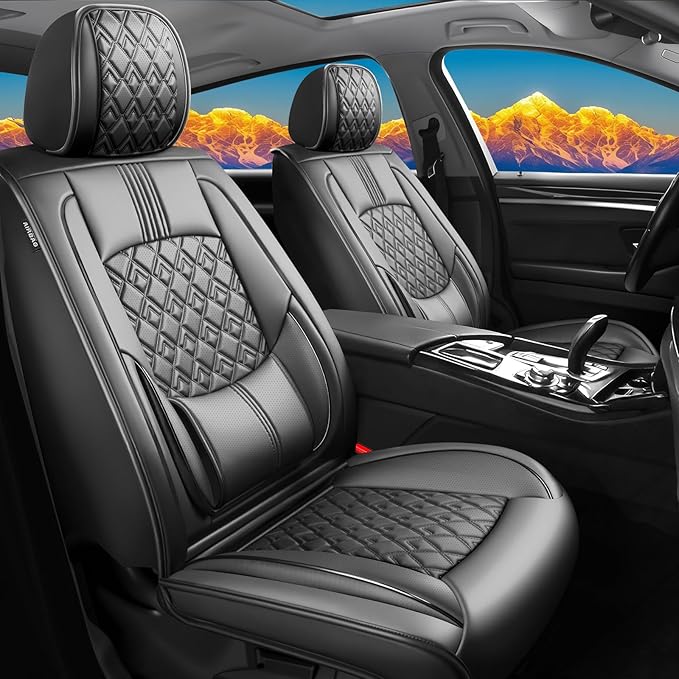Fit Camry Car Seat Covers for Toyota Camry 2012-2024 2025 2026 - Upgraded Premium Waterproof & Breathable Leather, Airbag Compatible, All-Weather Seat Cushion Protector (Full Set, Black)