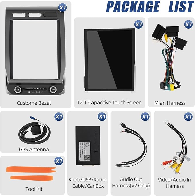 Car Stereo Upgrade for Ford F150 2015 2016 2017 2018 2019 2020 Android Radio,12.1inch Touch Screen Replacement,Built in GPS,Suppt Wireless Carplay Android Auto (V2)