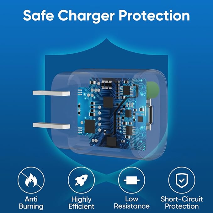 iPhone 16 15 Charger Fast Charging, 30W USB C Charger Block 10FT Cable for iPhone 15 16 Plus Pro Max/iPad Pro/AirPods, PD USBC Power Adapter Wall Plug with Extra Long Type C to C Cord (Blue, 10FT)