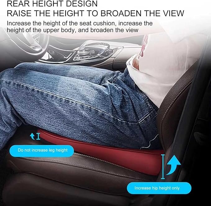 Memory Foam Car Seat Cushion for BMW X5 G05 2018-2023, Wedge Booster Lumbar Support Pad for Drivers Office with Non-Slip Base,Red-6cm