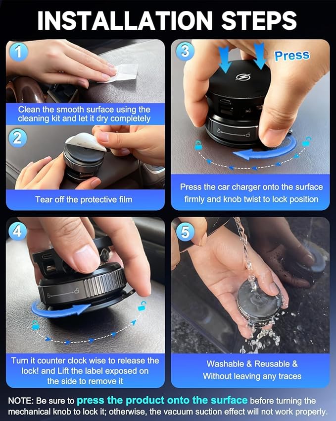 Vacuum Magnetic Phone Holder‌ - 360° Adjustable ‌Magsafe Car Mount‌, Foldable ‌Car Phone Holder‌ with Strong ‌Suction Cup Mount‌