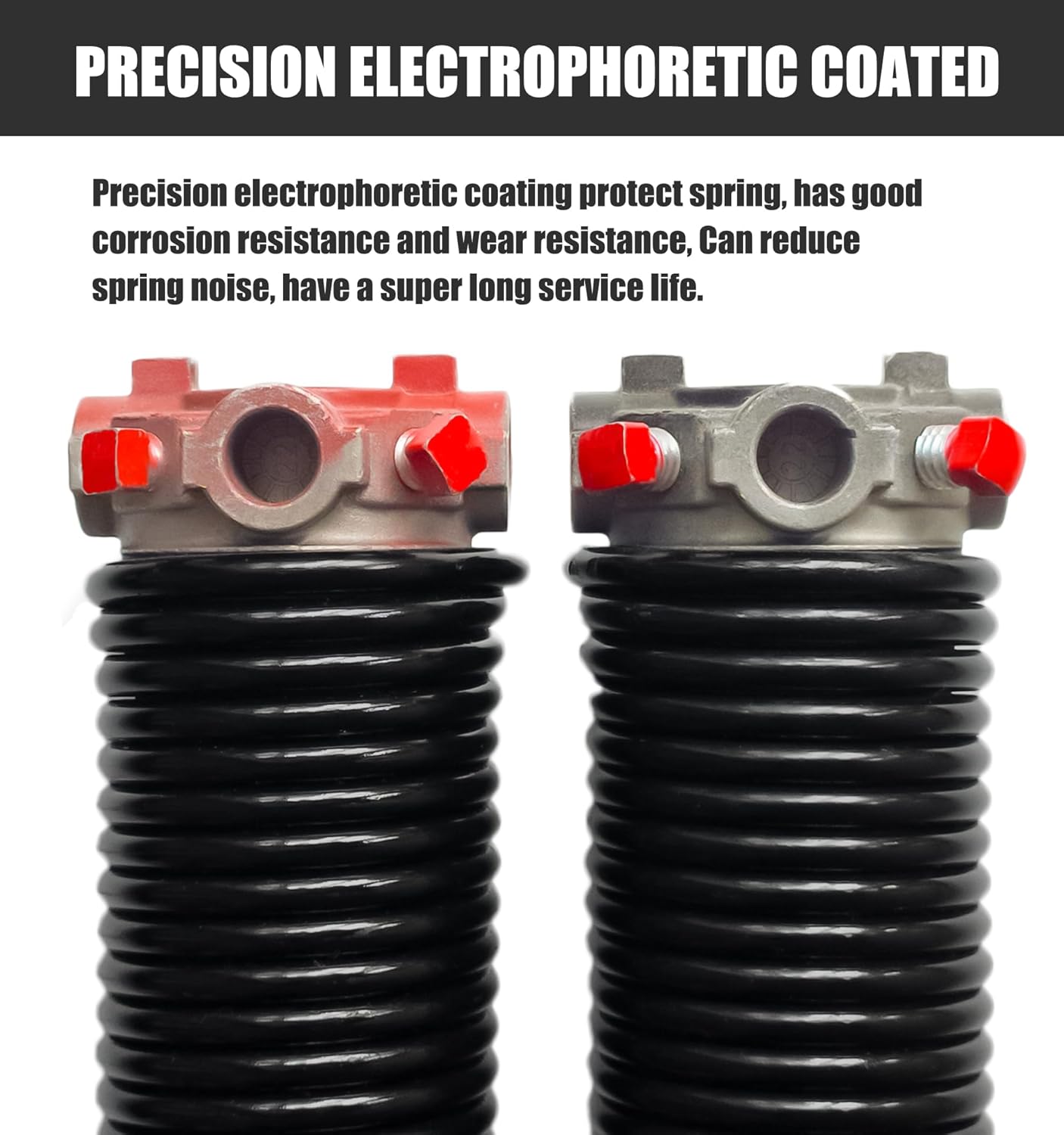 Garage Door Torsion Spring Set, Pair of 2" Electrophoresis Coated Garage Door Spring Replacement with 2 Non-Slip Winding Bars and Bearing, Minimum 16000 Cycles (.262x2x35")