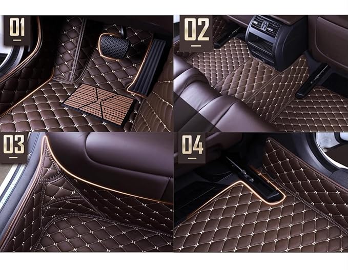 Custom Personalized Floor Mats for Cars，Luxury Full Coverage All Weather Car Floor Mats，Anti-Slip Leather Car Mat Set ，Custom Floor Mats for 99% of Cars, Trucks & SUVs (red White)