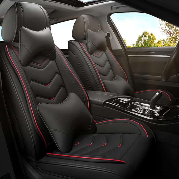 Car Seat Covers for Jeep Grand Cherokee L 2021-2026, Premium Nappa Leather Car Seat Cover, Stylish Sport Seat Covers， Automobile Seat Cover Sets.(Luxury 2 Seats/Black)