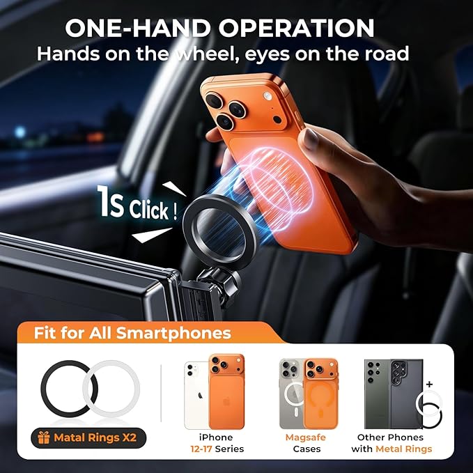 Car Phone Holder for BMW X5 2014-2018 & X6 2015-2019 (Only for 10.2-Inch Screen) 360° Rotation Magnetic Cell Phone Mount, Compatible with Magsafe, Does Not Affect Air Vent