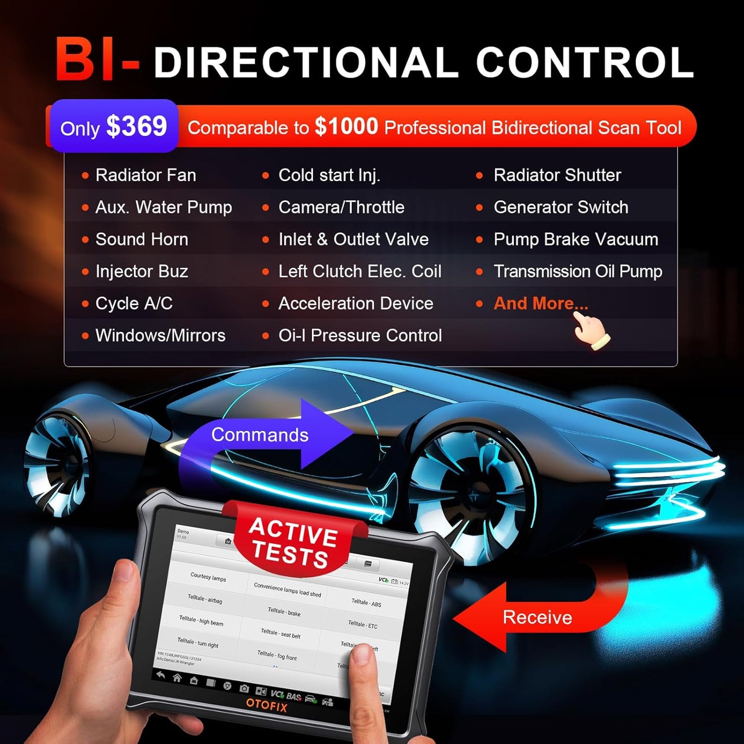 OTOFIX D1 Lite 2025 Bidirectional Scan Tool, 2 Years Free Update, 38+ Services, All System Diagnostic Scanner, Active Tests, AutoAuth FCA SGW, AutoVIN, CAN FD & DoIP, 99% Car Coverage