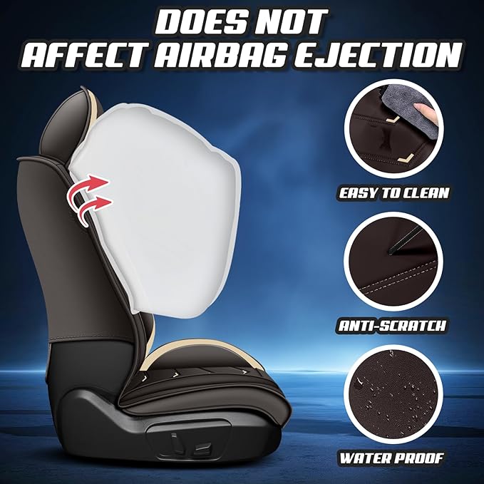 Car Seat Covers for Cadillac CTS 2003-2019, Premium Nappa Leather Car Seat Cover, Stylish Sport Seat Covers， Automobile Seat Cover Sets.(Standard 2 Seats/Coffee Color)