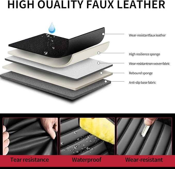Fit Forester Car Seat Covers for Subaru Forester 2007-2025 2026 - Upgraded Premium Waterproof & Breathable Leather, Airbag Compatible, All-Weather Seat Cushion Protector (Full Set, Black)