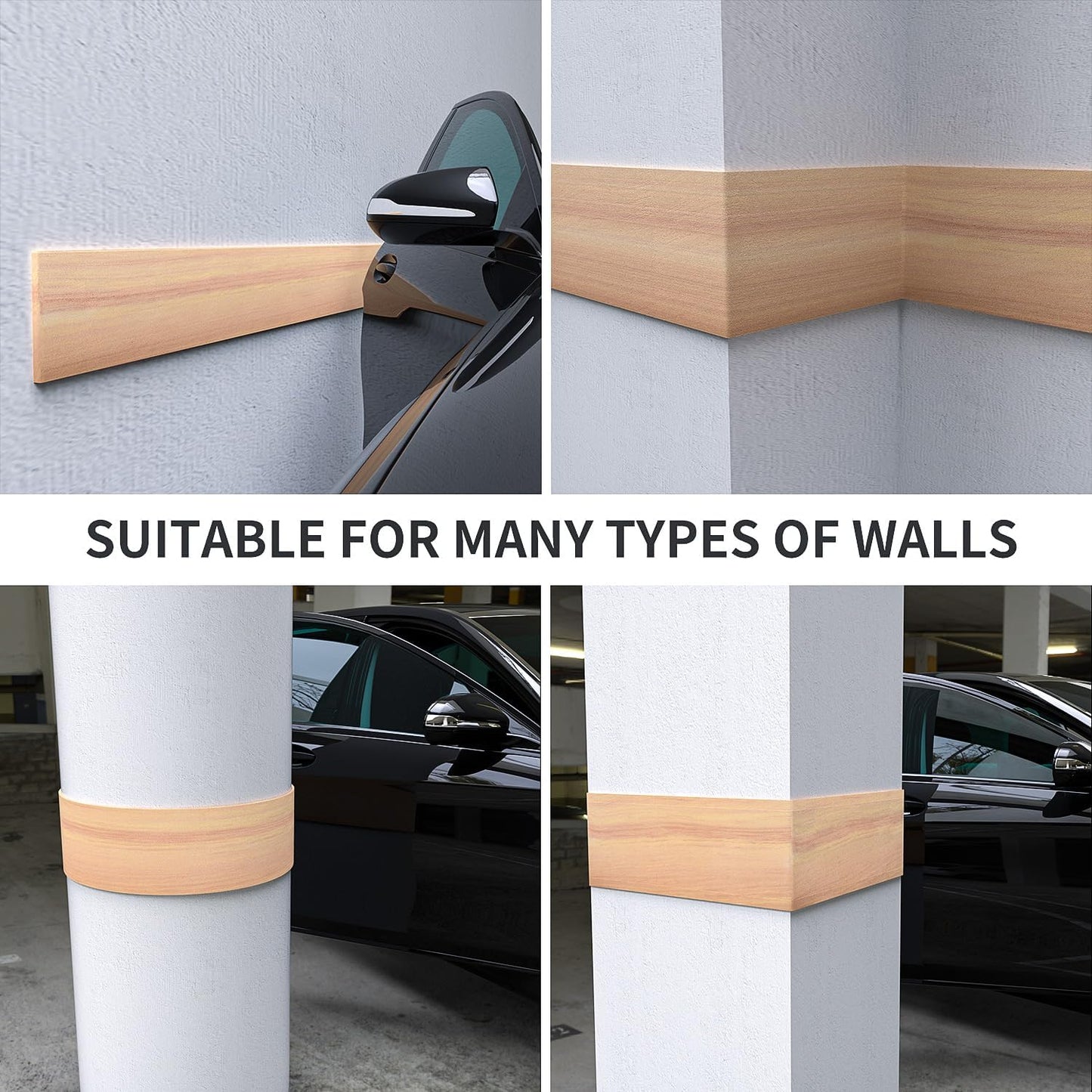 GWP01 Wood Grain Garage Wall Protector Car Door Protectors, Garage Accessories, Parking Stopper for Garage, Tool-Free, Designed in Germany (4.5mm Wood Grain)
