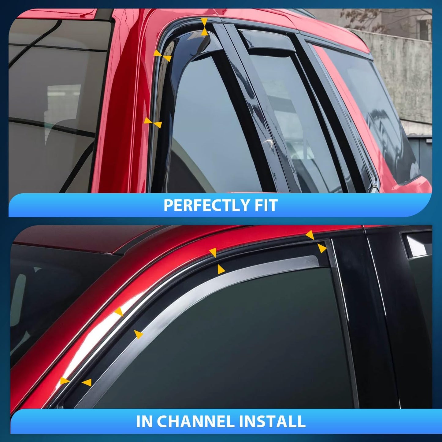 Nilight Durable in Channel Rain Guards for Chevy Suburban 2021 2022 2023 2024 2025 Window Deflectors, Vent Window Visors-4pcs