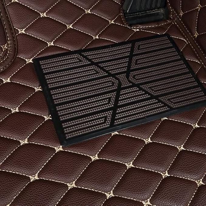 Car Floor Mats for 99% Cars, Trucks and SUVs Full Coverage Pads Protection Non-Slip Leather Floor Liners (Black/Red)