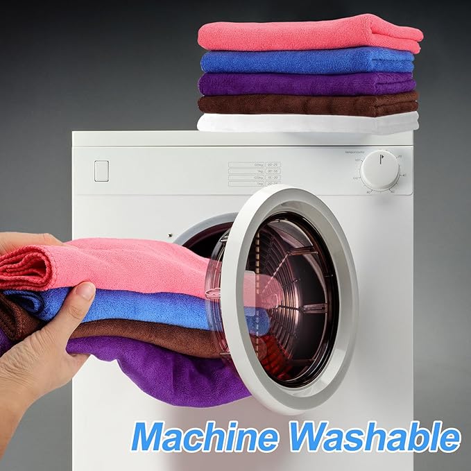 HARFINGTON 2 Pack Microfiber Cleaning Cloth, 20" x 10" Multi-Functional Cleaning Towels Reusable Absorbent Rags for Car Wash Kitchen Household Window Clean, Sapphire Blue