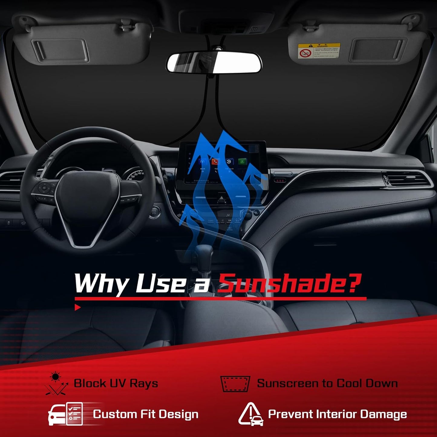 ARISMOTOR Windshield Sun Shade for H-yundai Sonata 2020-2026/Kia K5 2021-2026, Custom Fit Foldable Front Window Sunshade Sun Visor Protector, Block UV Rays Keep Your Car Cooler