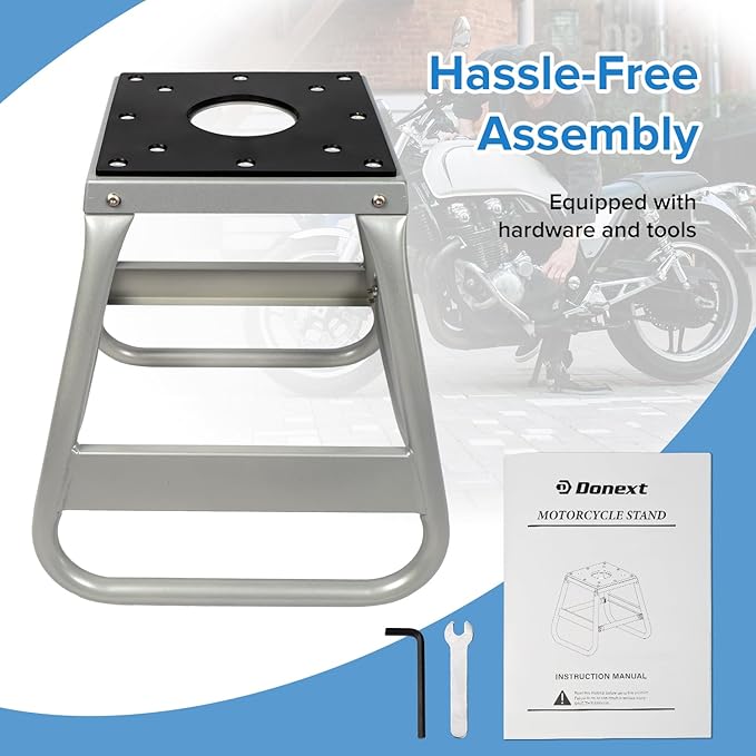 Donext Motorcycle Lift Stand Dirt Bike Stand 600LB Capacity Universal Panel Stand Moto Removable Maintenance Motocross Stand (Silver)