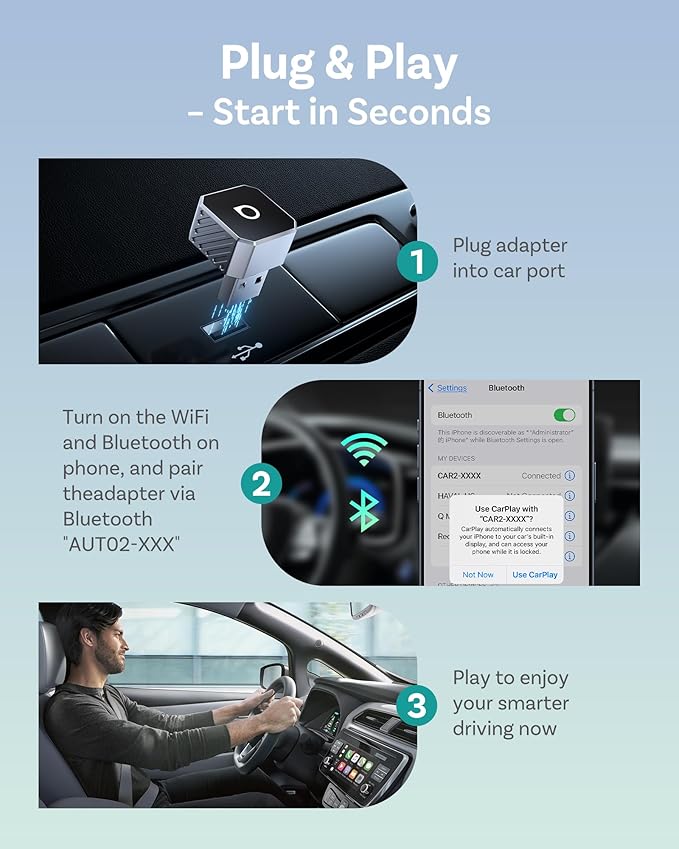 OTTOCAST Mini 3.0 (Pot) 2025 Wireless CarPlay & Android Auto 2-in-1 Adapter, Plug & Play, 5GHz WiFi, Auto Connect for iPhone & Android, Fits 98%+ OEM Wired CarPlay Cars