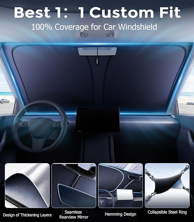 DMJN Windshield Sun Shade for Toyota RAV4 (2019-2026), Car Sunshade for Front Windshield [100% Efficient Block UV & Scorching Sun] UPF50+ Heat Block - Protect Interior & Keep Cooler