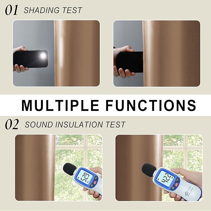 XWZO 100% Blackout Curtains with Tiebacks- 2 Thick Layers Completely Shaded Window Treatment Thermal Insulated Lined Drapes for Bedroom/Patio Door, Grommet, Cappuccino, W42 x L54, Set of 2 Panels