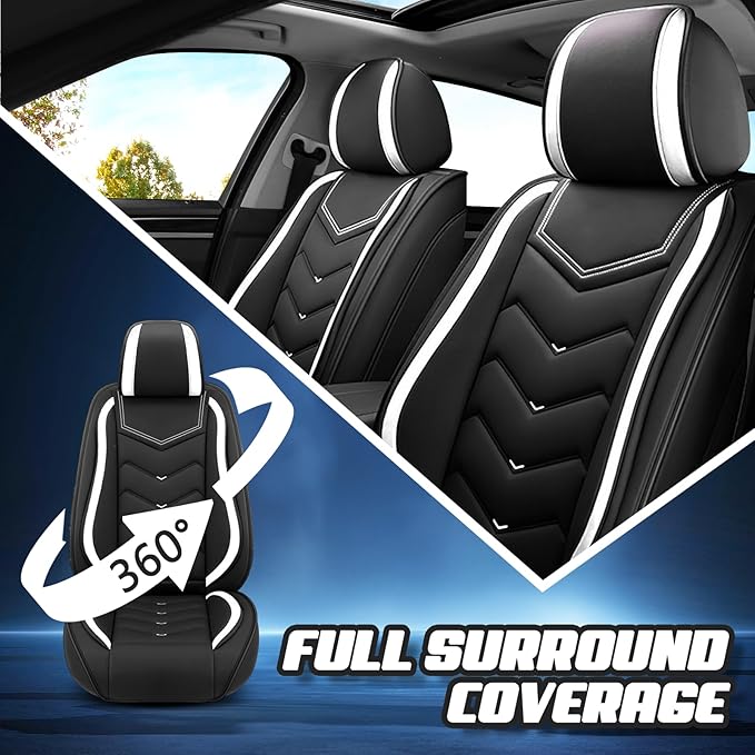 Car Seat Covers for Mercedes-Benz S-Class 2005-2026, Premium Nappa Leather Car Seat Cover, Stylish Sport Seat Covers， Automobile Seat Cover Sets.(Standard 5 Seats/Black White)