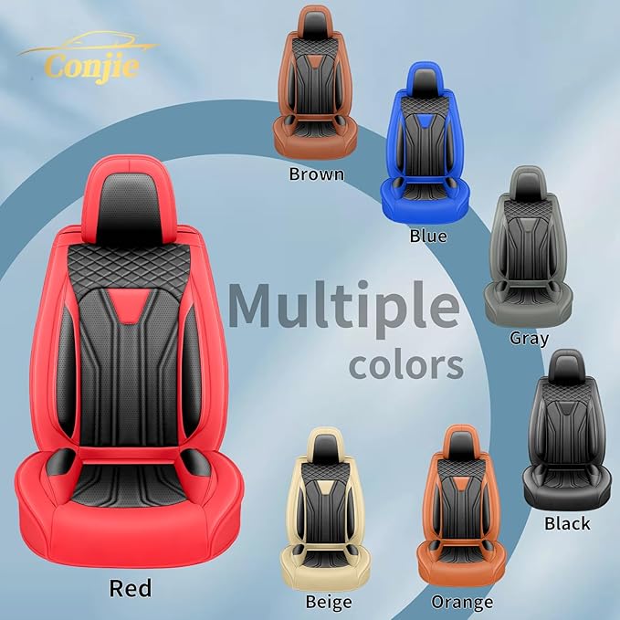 Fit Versa Car Seat Covers Compatible with Nissan Versa 2008-2025 2026 - Full Set Premium Leather， Waterproof Breathable， All-Weather Seat Cushion Protecto&Airbag Compatible （Red & Black
