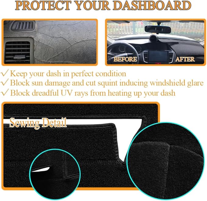 Yiz Dash Cover Mat Pad Custom Fit for Chevy Chevrolet Equinox 2018 2019 2020 2021 2022 2023 2024 Dashboard Cover Pad Cap Carpet Without Head Up Display (Black) Z10