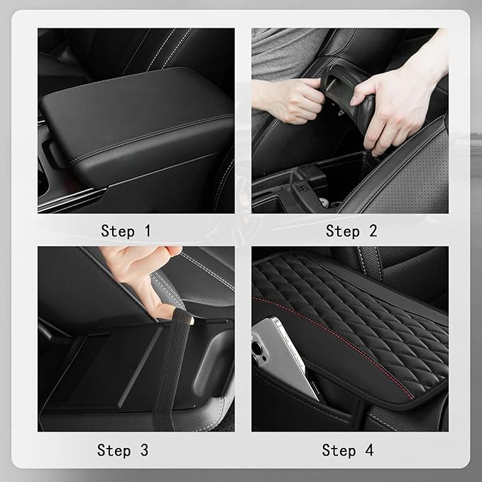 IHOTDER Patchwork Leather Center Console Covers for Cars,Upgraded Arm Rest Cover for Car with Side Storage Pocket for Car Seat Organizer,Middle Console Cover Stylish Car Decoration (Purple)