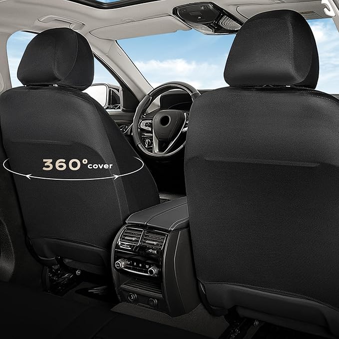 Coverado Car Seat Covers Full Set, Leather Seat Covers, Automotive Seat Covers for Cars, Car Seat Covers Front Seats Back, Car Seat Protector Car Seat Cushion Universal Fit Most Cars Trucks, Black&Red