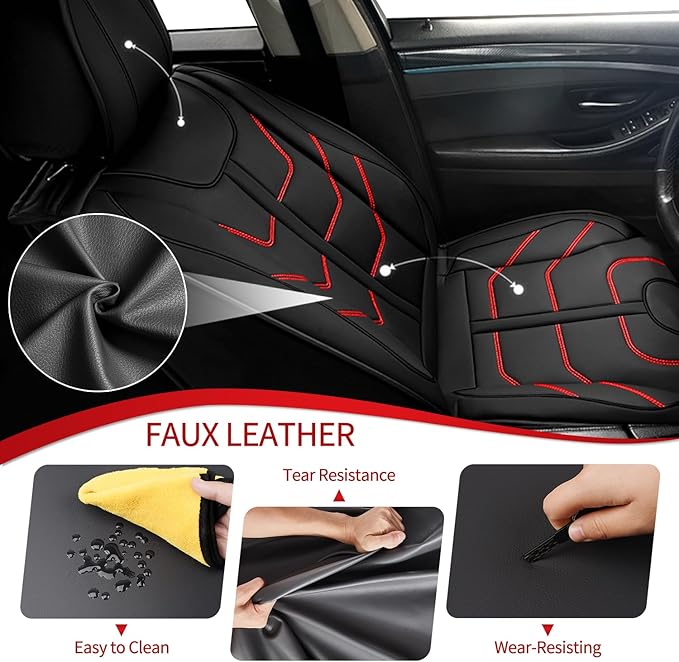 TTX LIGHTING Car Seat Covers fit for Mazda 6 2010-2021 Full Set: Premium Leather Automotive Seat Cover with Airbag Compatible Waterproof (5 Seats, Redline)