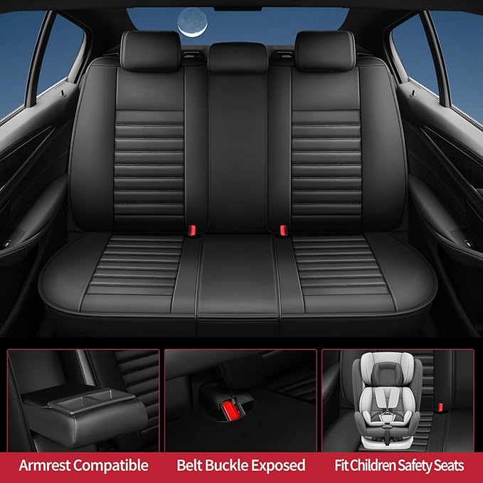 Fit Fj Cruiser Car Seat Covers for Toyota Fj Cruiser 2007-2013 2014 - Upgraded Premium Waterproof & Breathable Leather, Airbag Compatible, All-Weather Seat Cushion Protector (Full Set, Black)